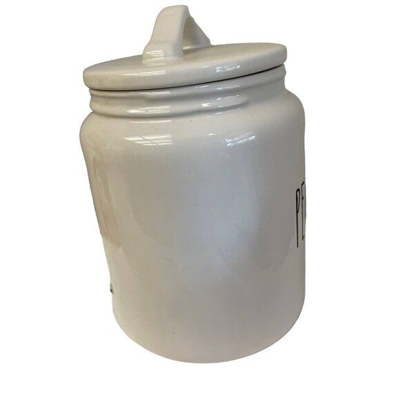 RAE Dunn PEPPERMINT White Red Ceramic Christmas Cookie Jar Canister 9" x 5" - Picture 2 of 7